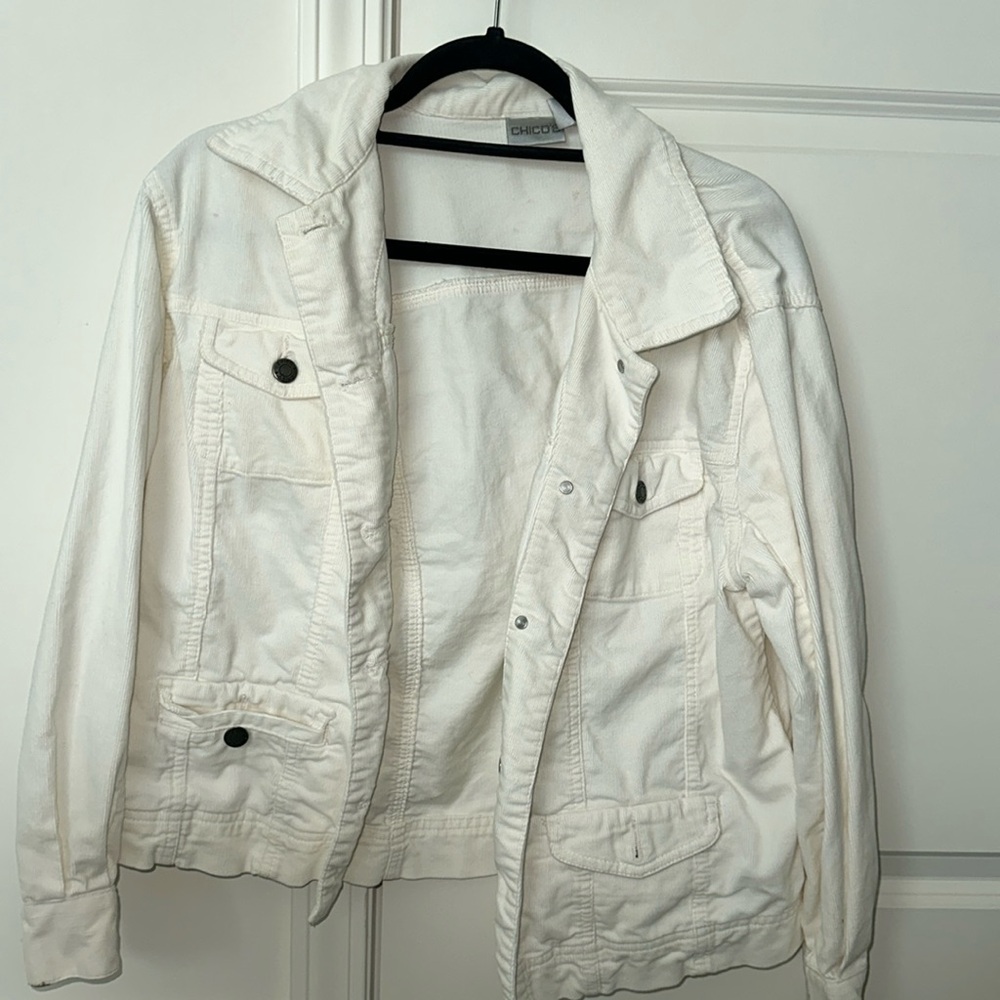 Chicos No Stain cropped shirtail corduroy jacket